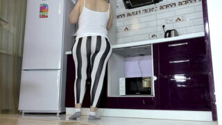 Stepson met stepmom in the kitchen and fucked her big ass