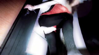 Milf Red Cat Pussy Rubbing Job with Cumshot at Gloryhole