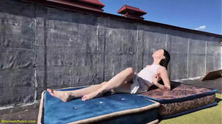 hot skinny milf ass fucked on a public roof